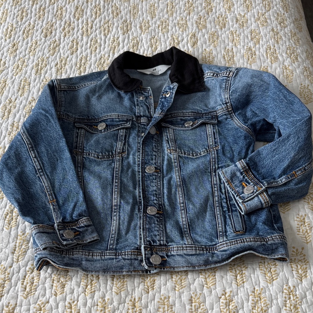 H&M Kids Blue Denim Jacket with Black Collar